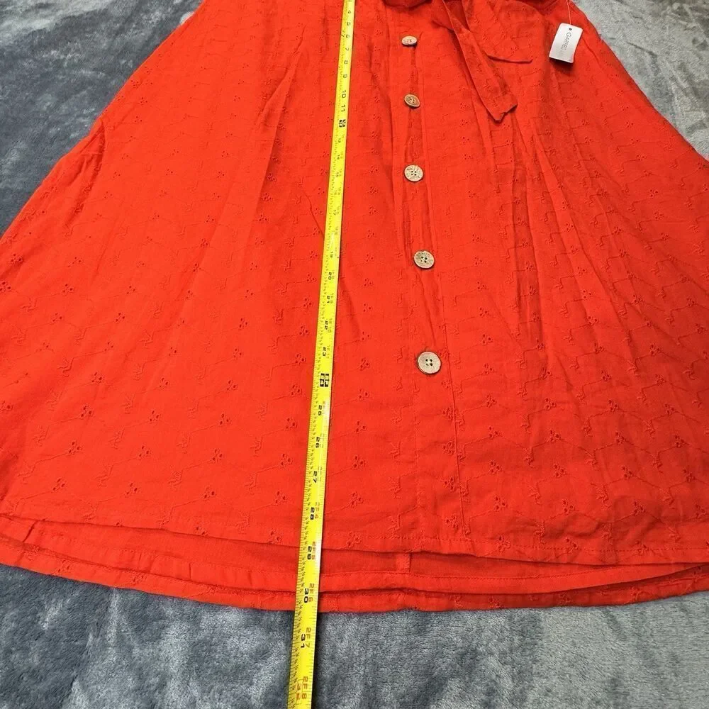 Garfield & Marks Sz XL Embroidered Lined Skirt Button Front Tie Elastic Waist